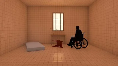 Alone in the backrooms liminal space 3d render Stock Illustration