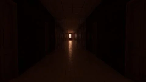 Alone in the backrooms liminal space 3d render Stock Illustration