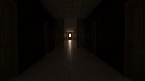 Alone in the backrooms liminal space 3d render Stock Illustration