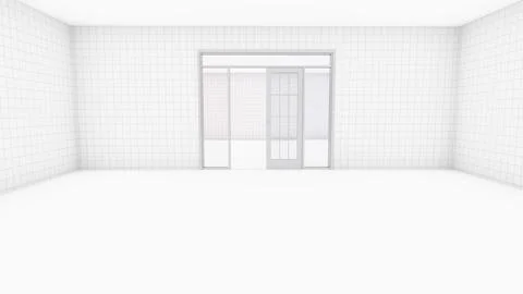 Alone in the backrooms liminal space 3d render Stock Illustration