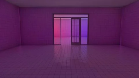 Alone in the backrooms liminal space 3d render Stock Illustration