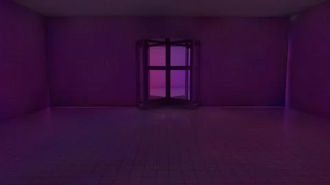 Alone in the backrooms liminal space 3d render Stock Illustration