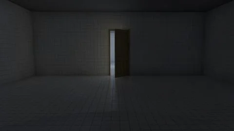 Alone in the backrooms liminal space 3d render Stock Illustration