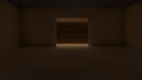 Alone in the backrooms liminal space 3d render Stock Illustration