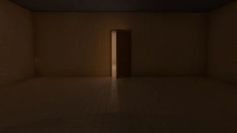 Alone in the backrooms liminal space 3d render Stock Illustration