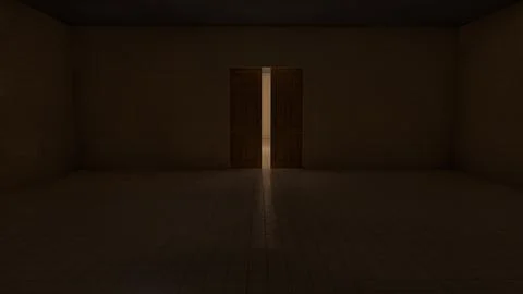 Alone in the backrooms liminal space 3d render Stock Illustration