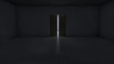 Alone in the backrooms liminal space 3d render Illustrazione stock