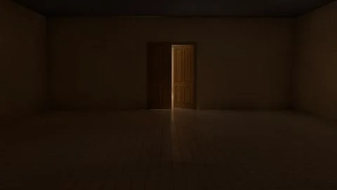 Alone in the backrooms liminal space 3d render Illustrazione stock