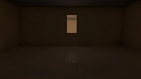 Alone in the backrooms liminal space 3d render Stock Illustration