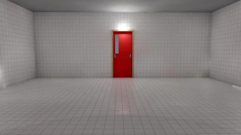 Alone in the backrooms liminal space 3d render Stock Illustration