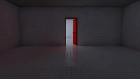Alone in the backrooms liminal space 3d render Stock Illustration