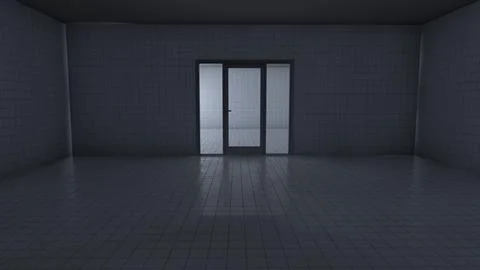 Alone in the backrooms liminal space 3d render Stock Illustration