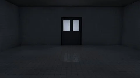 Alone in the backrooms liminal space 3d render Stock Illustration