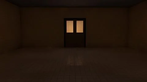 Alone in the backrooms liminal space 3d render Illustrazione stock