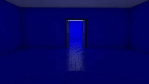 Alone in the backrooms liminal space 3d render Stock Illustration