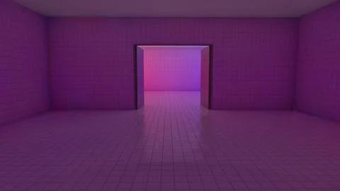 Alone in the backrooms liminal space 3d render Stock Illustration