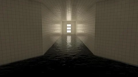 Alone in the backrooms liminal space 3d render Stock Illustration