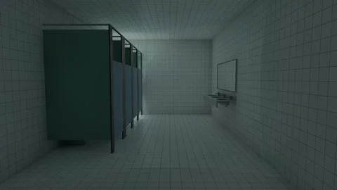 Alone in the backrooms liminal space 3d render Illustrazione stock