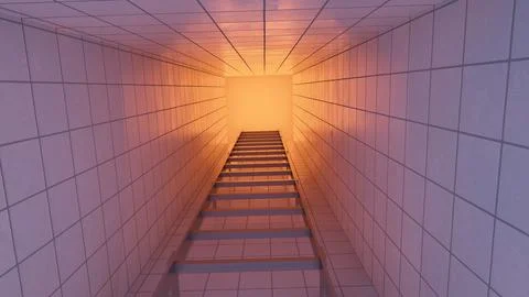 Alone in the backrooms liminal space 3d render Stock Illustration