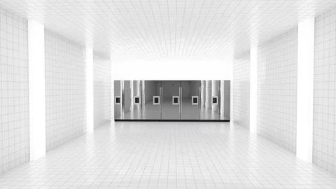 Alone in the backrooms liminal space 3d render Stock Illustration