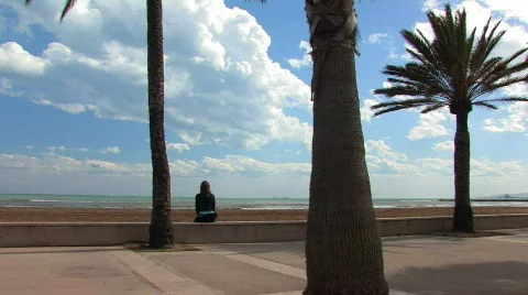 Alone at the beach Stock Footage 137718