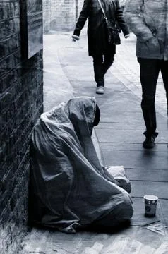 Alone, begging for help on a cold day. Stock Photos