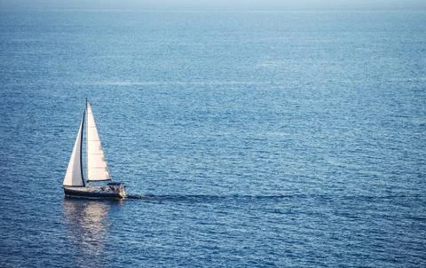 Alone boat in the ocean Foto stock