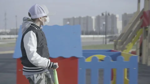 Alone boy on scooter  Stock-Footage 141611025