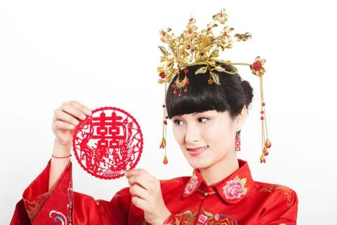 Alone Chinese elements Bride Auspicious Paper-cut The Blue Man of the Year Luxx Stock Photos