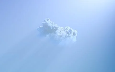Alone cloud with sun rays . concept nature 3D rendering Stock Illustration