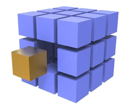 Alone in a crowd depicted by odd block out - 3d illustration Stock Illustration