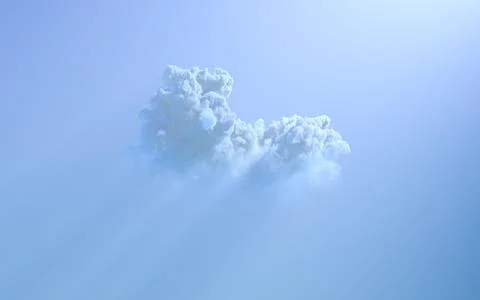 Alone cumulus cloud with sun rays . cgi nature 3D rendering イラスト素材