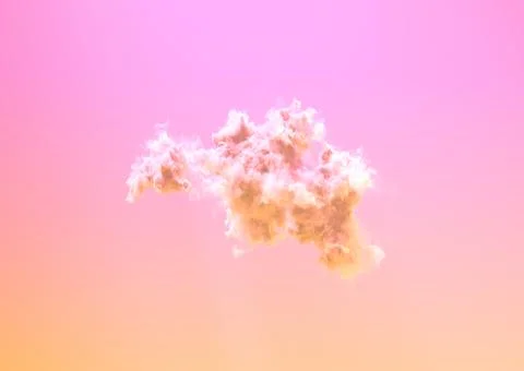 Alone cute big cloud at sunset - nature 3D rendering 스톡 일러스트