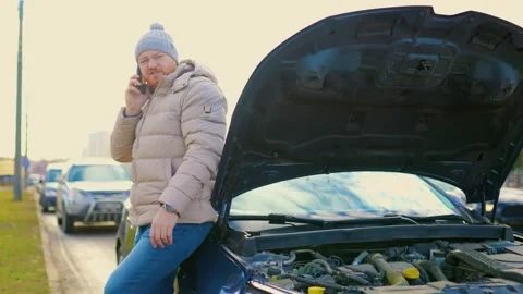 Alone A Driver's Emergency Call for Assistance Stock Footage 234690652