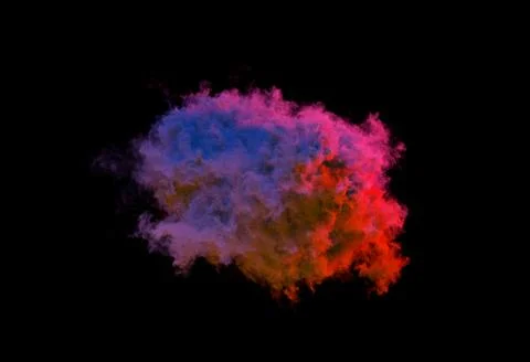 Alone huge purple cumulus cloud on black isolated Stock Illustration