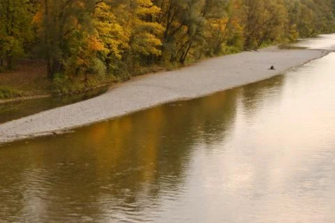 Alone on the isar Stock Photos