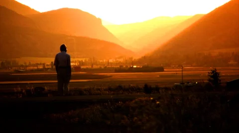 The alone man in the field Stock Footage 908902