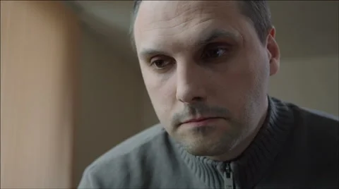 Alone middle-aged man is lost in thought Stock Footage 40737169