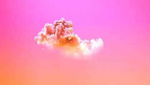 Alone pink sunrise large cloud . cgi nature 3D illustration 스톡 일러스트
