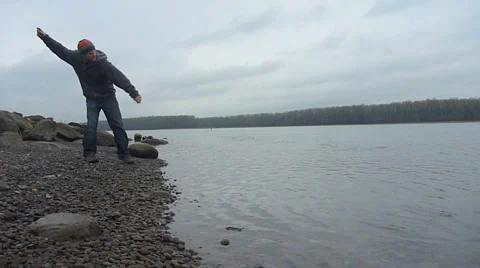 Alone at the River Stock Footage 6510070