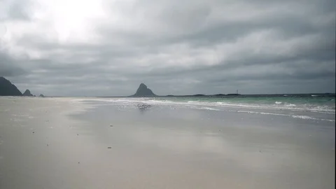 Alone at sandy beach in mountains Stock Footage 126002867