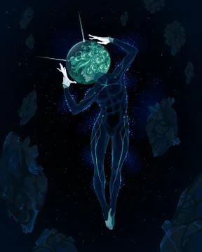 Alone in space, starman Stock Illustration