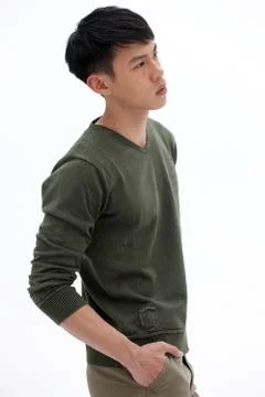 Alone Standing. Young men Vertical composition Oriental Adult male a man Stock Photos