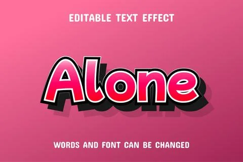 Alone text - editable gradient text effect Illustrazione stock