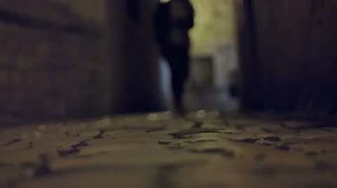 Alone walk in darkness Stock Footage 51038785