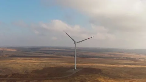 Alone wind turbine on the field Stock Footage 168258218