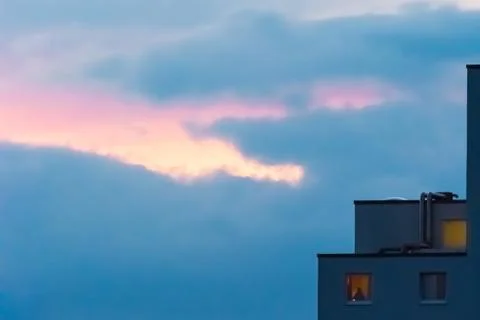 Alone at the window when evening the sun went down Foto stock