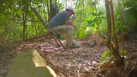 Alone in the Woods Video stock 157002914