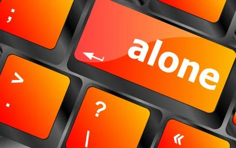 Alone words concept with key on keyboard Illustrazione stock