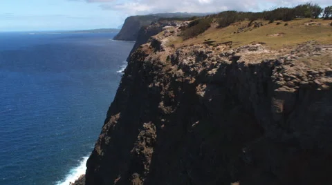 Along cliff edge on coast of Molokai. Shot in 2010. Stock Footage 59362821